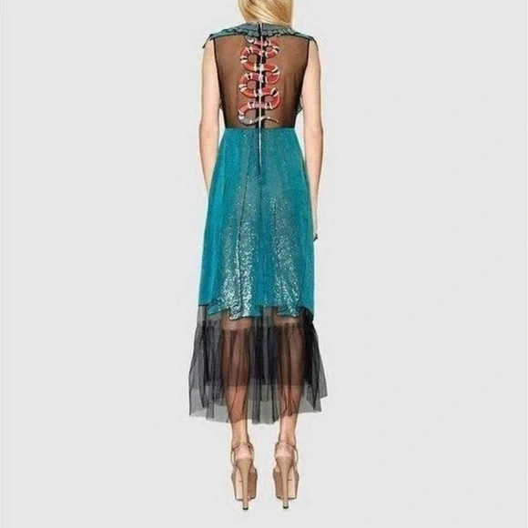 Gucci Blue Sequin Runway Dress 4 - Picture 2 of 9